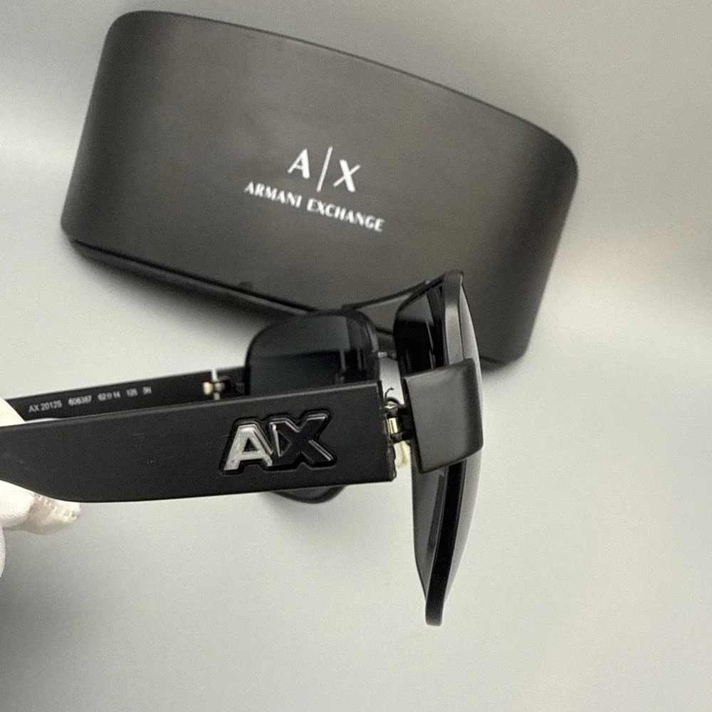 Armani Exchange AC 2012S Rectangular Metal Men's Sunglasses-Satin Black-w/case